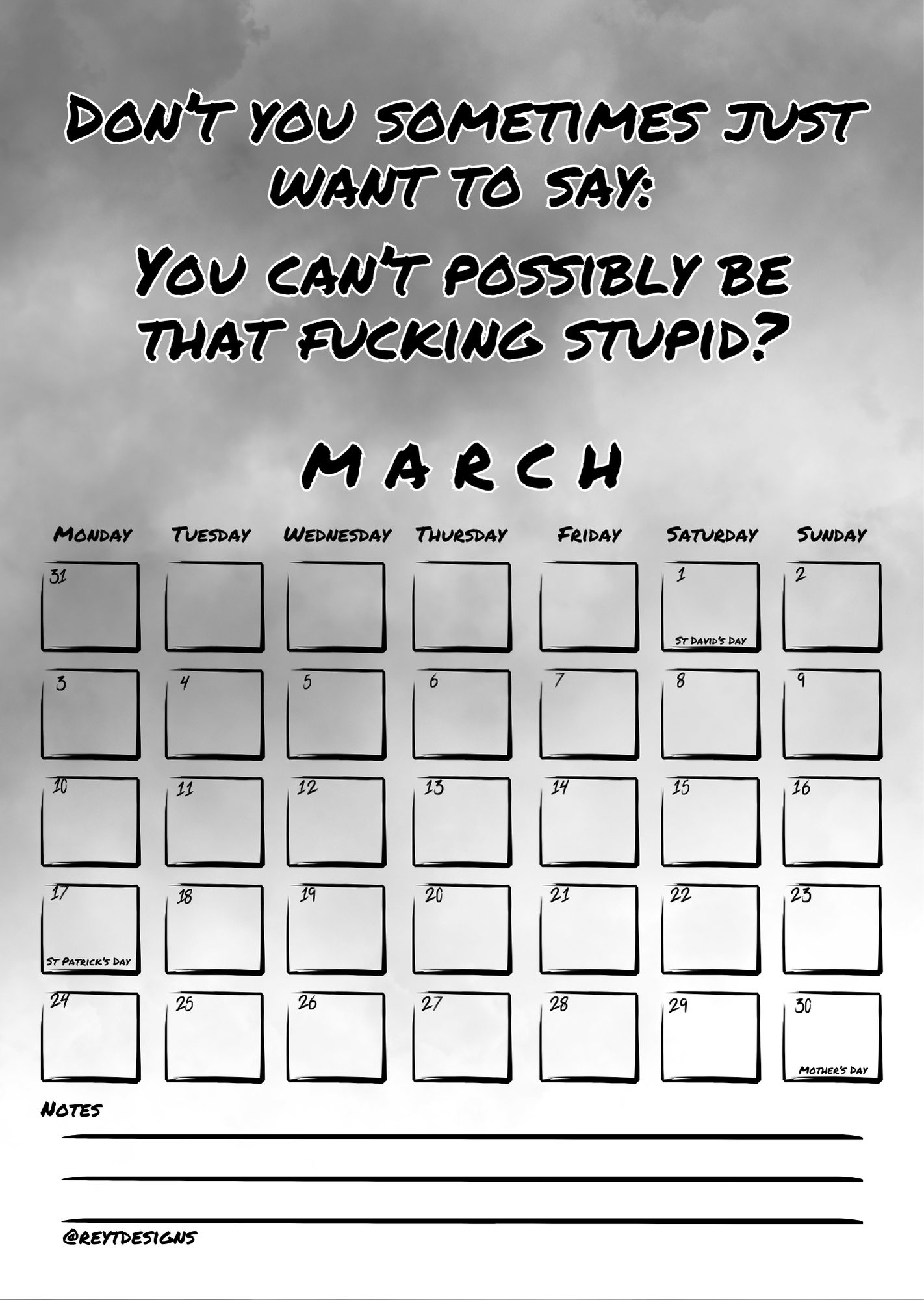 2025 Sweary Wall Calendar