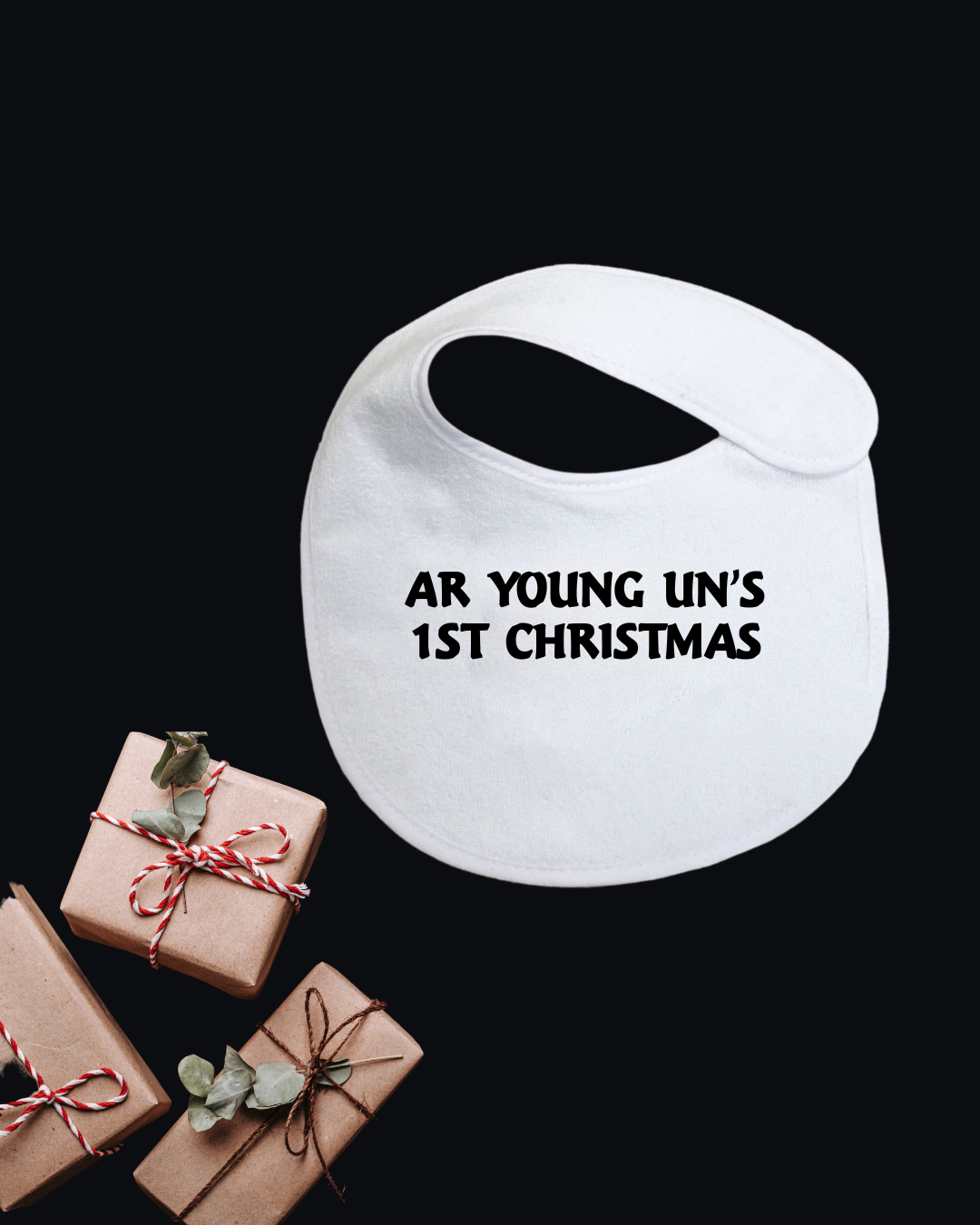 Ar Young Un's 1st Christmas Baby Bib