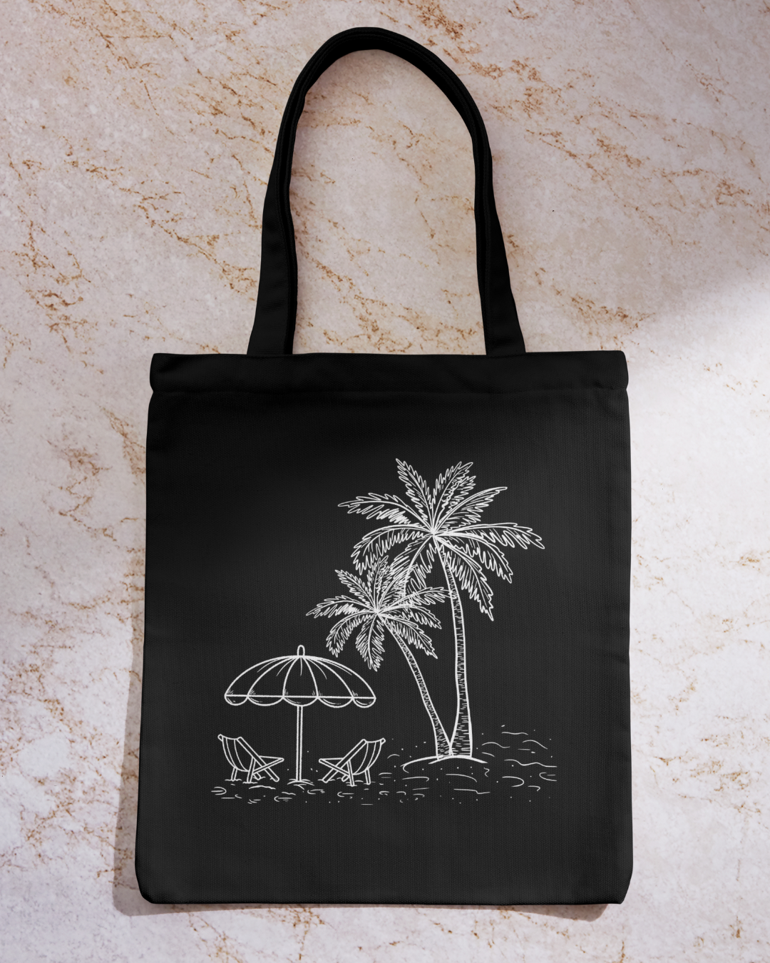 Beach - Black Tote Bag