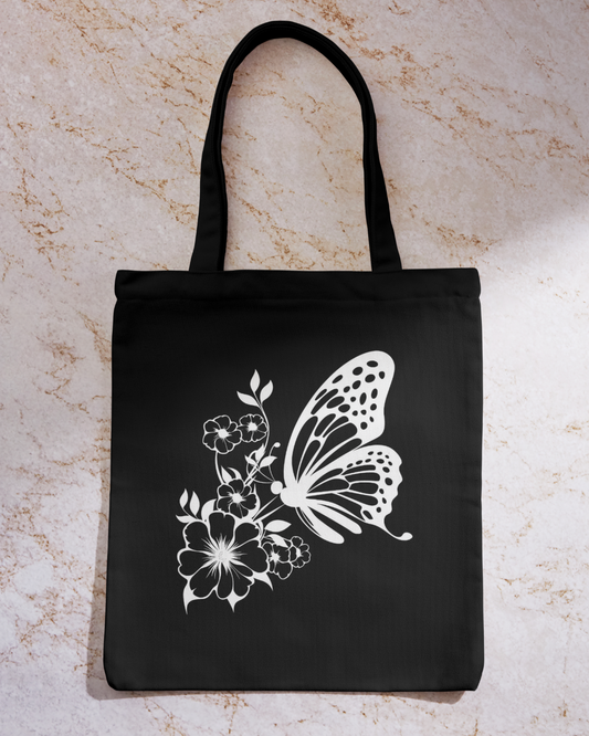 Butterfly - Black Tote Bag