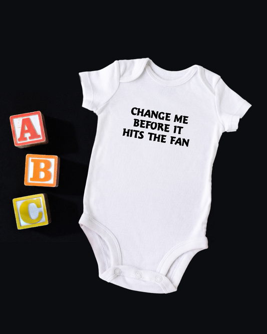 Change Me Before It Hits The Fan - Short Sleeve Baby Bodysuit