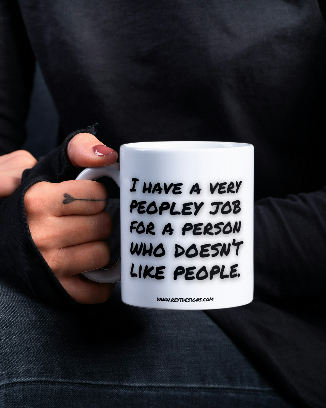 I have a very peopley job for a person who doesn’t like people - Ceramic Mug