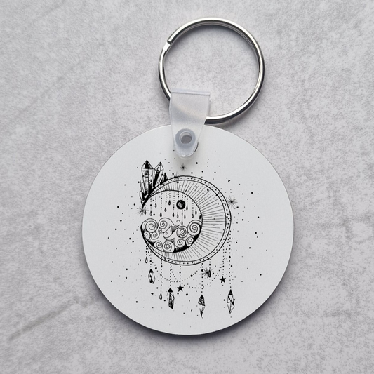 Moon with Crystals - Keychain