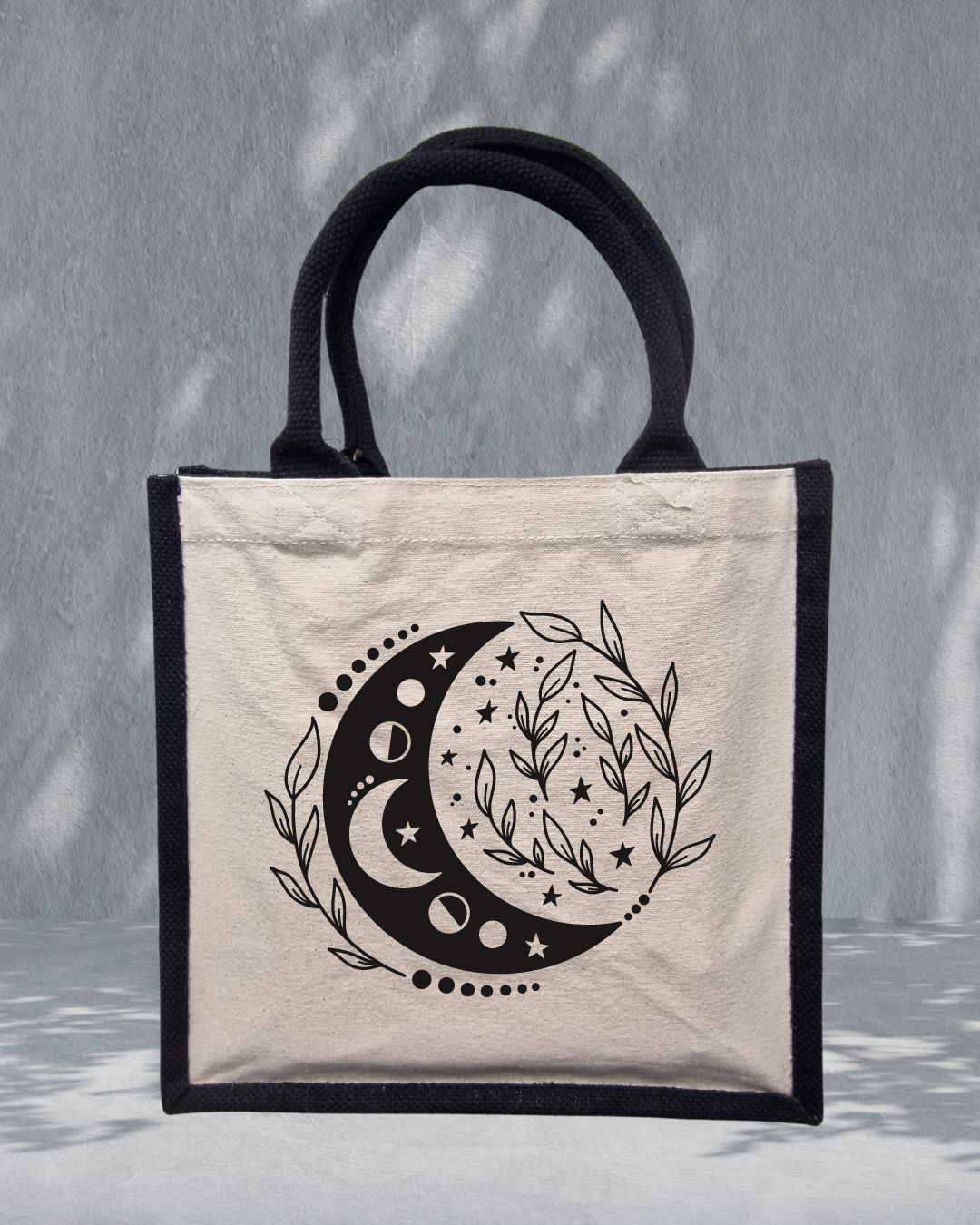 Mystic Moon - Midi Jute Tote Bag