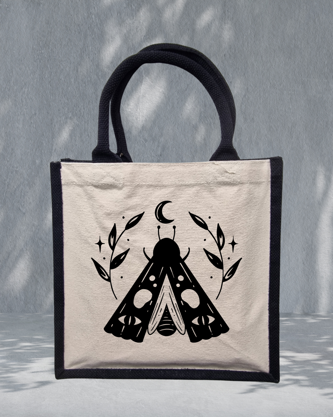 Mystic Moth - Midi Jute Tote Bag