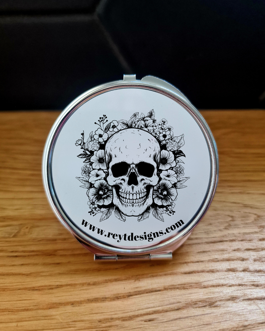 Skull and flowers - Compact Mirror