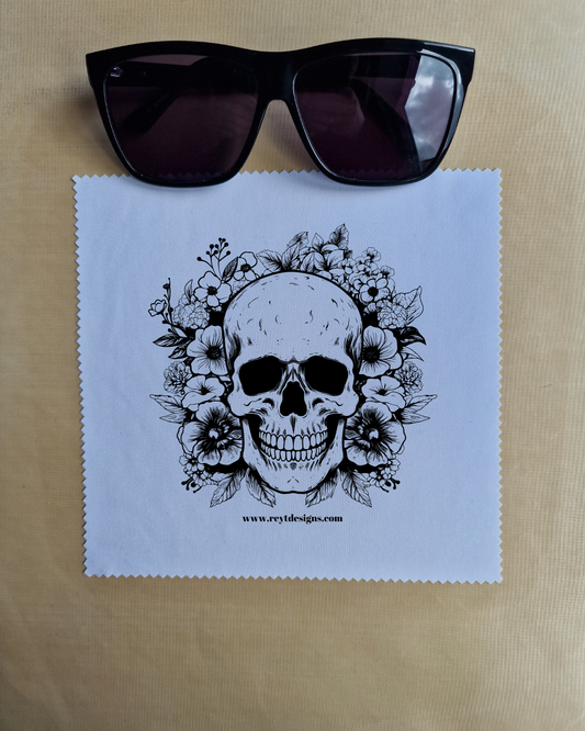 Skull and flowers - Glasses Lens Cloth