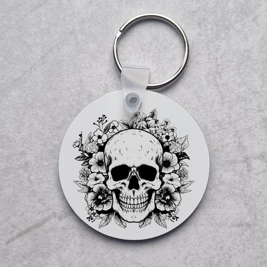 Skull and Flowers - Keychain