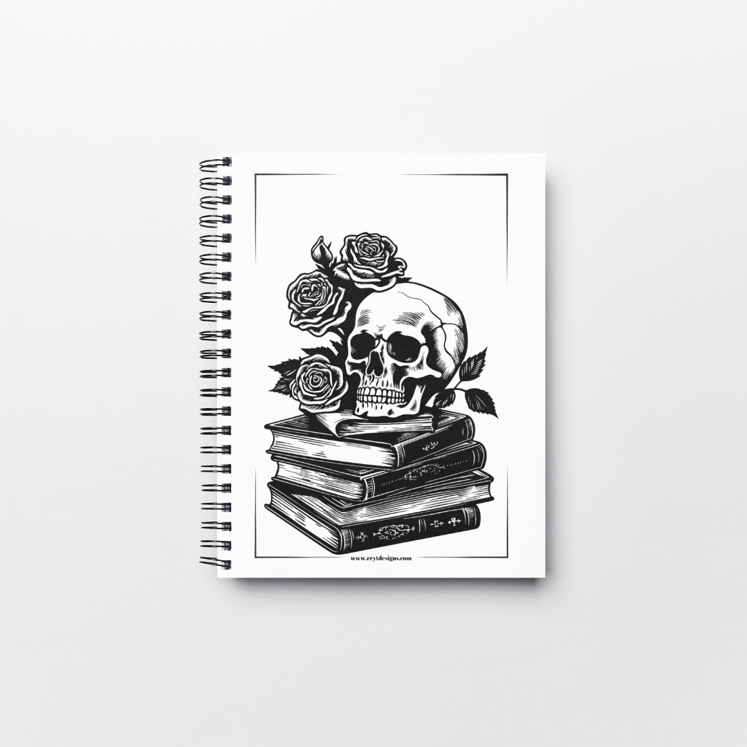 Skull with books - Lined Notebook