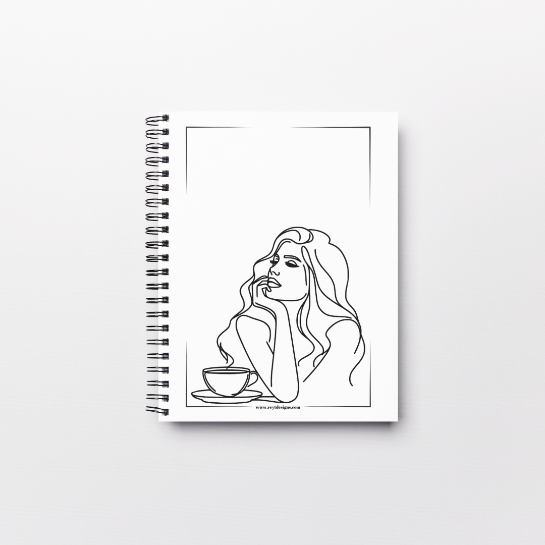 Woman drinking coffee - Lined Notebook